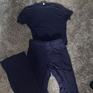 Women's Navy Lounge Jumpsuit and Tee Set